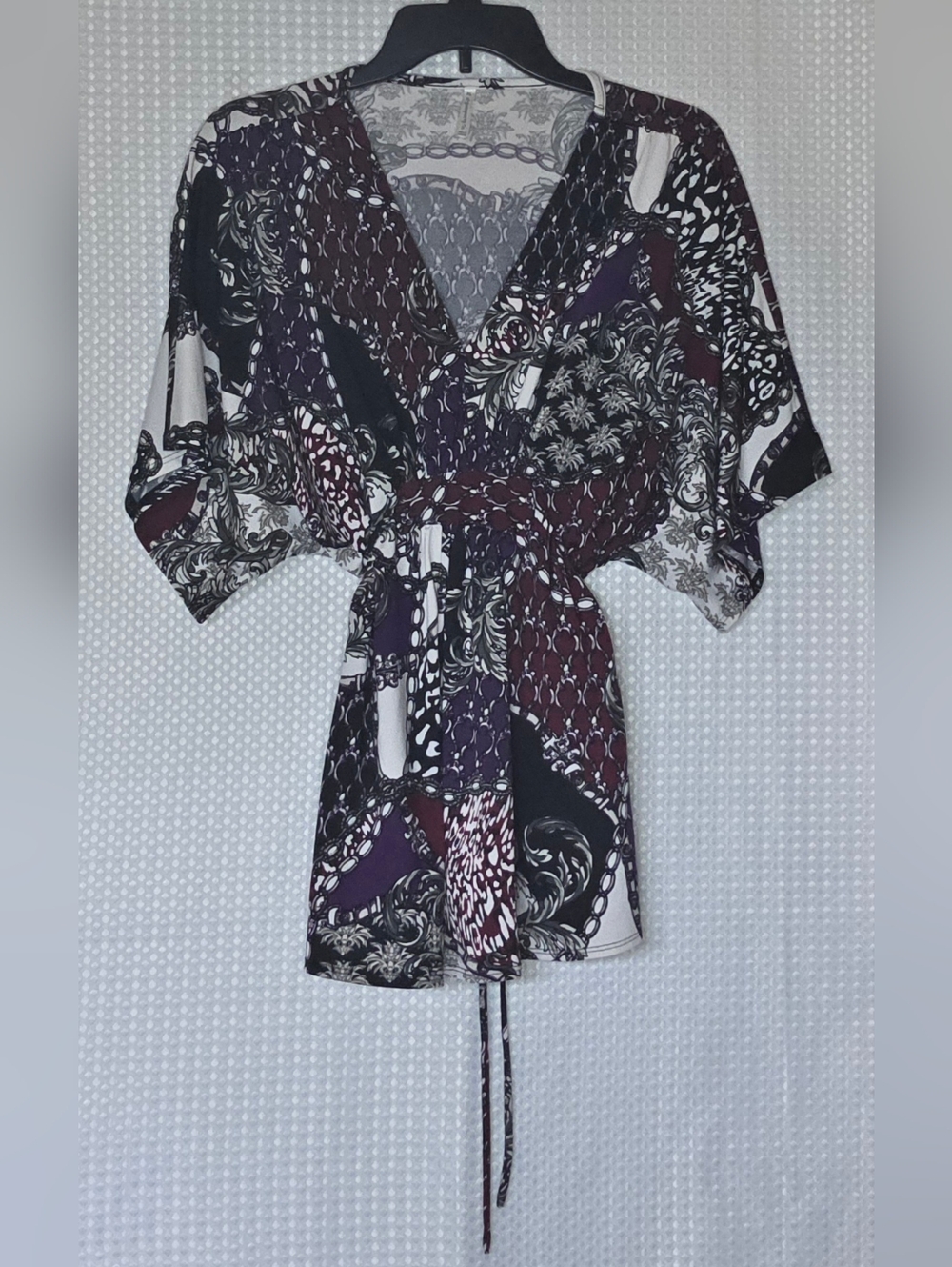 Whimsigoth Boho Wrap Blouse Cinch Waist Top Dark Academia Vibe XL - Picture 9 of 12